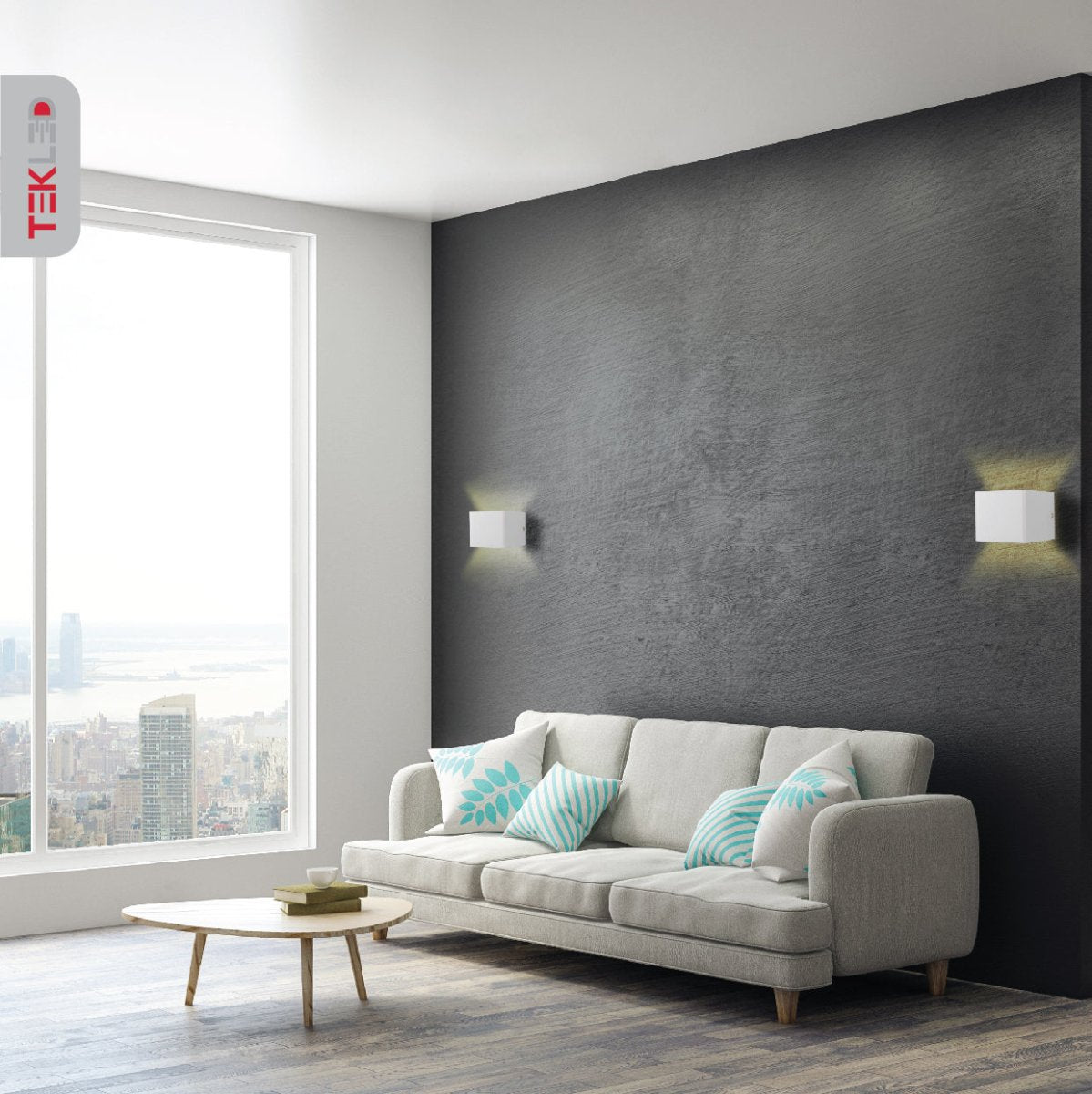 Indoor usage of LED Cuboid Wall Light 5W Cool White 4000K White | TEKLED 151-19620