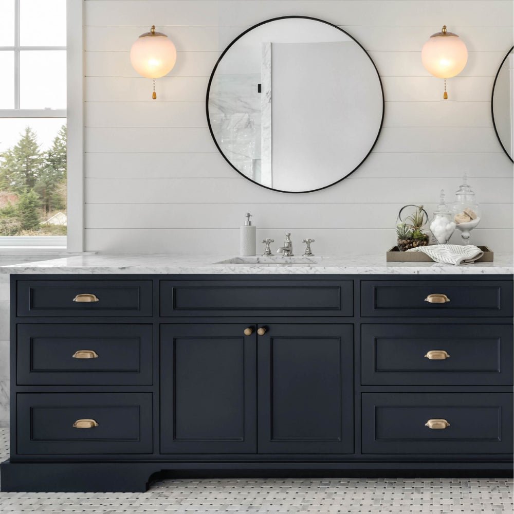 Indoor usage of Opal Globe Glass Gold Metal Arc Body Vintage Retro Wall Light with Pull Down Switch E27 Fitting | TEKLED 151-19786