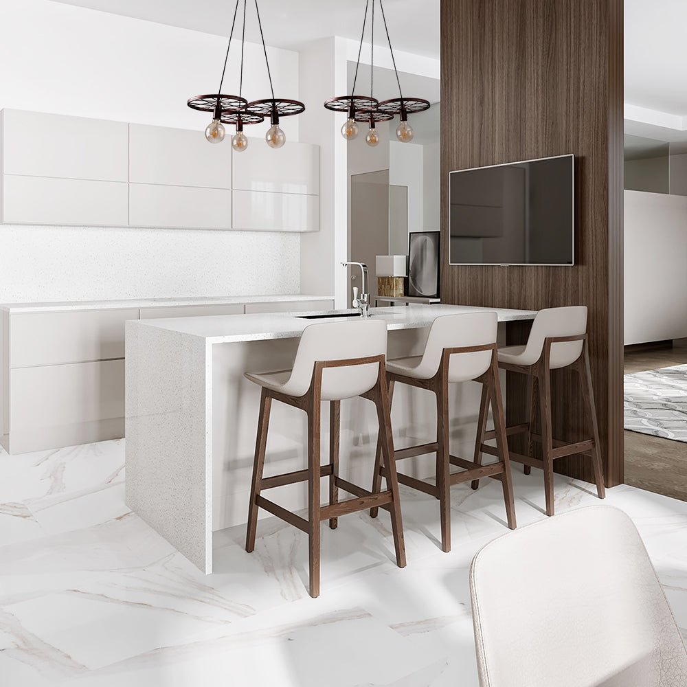 Indoor usage of Vintage Industrial Wagon Wheel Pendant Light with 3xE27 Fitting | TEKLED 158-17892