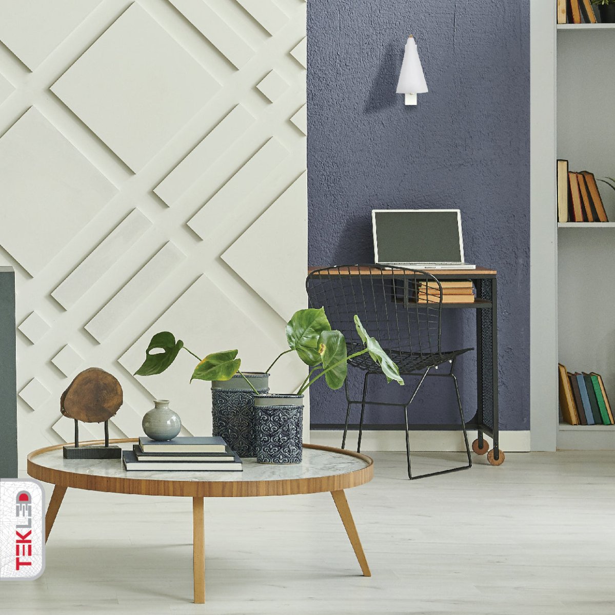 Indoor usage of White Metal Cone Wall Light with E27 Fitting | TEKLED 151-19650