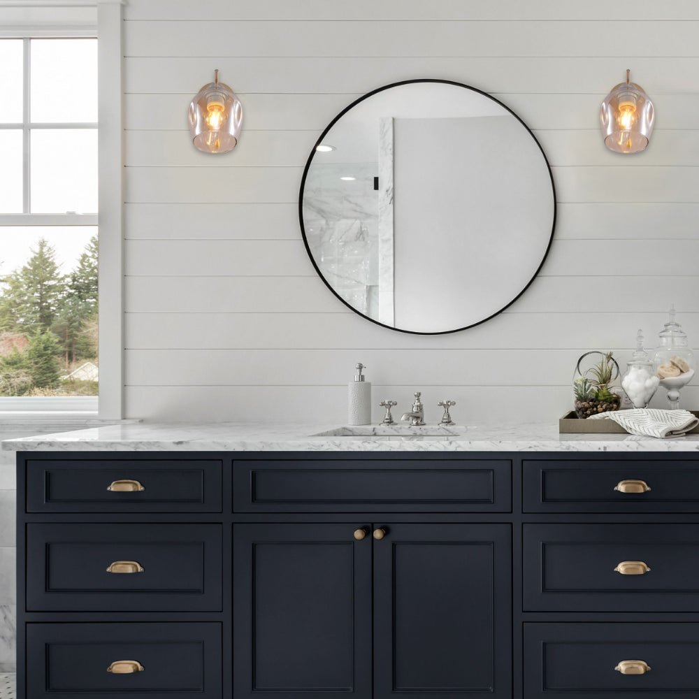 Interior application of Amber Glass Metalic Gold Branch Twig Modern Wall Light with E27 Fitting and Pull Down Switch | TEKLED 151-19810