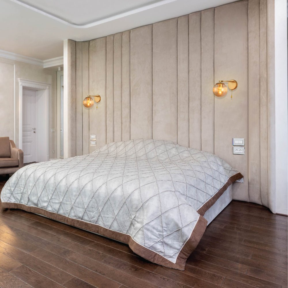 Interior application of Amber Globe Glass Gold Ellipse Metal Body Modern Wall Light with Pull Down Switch E27 Fitting | TEKLED 151-19784