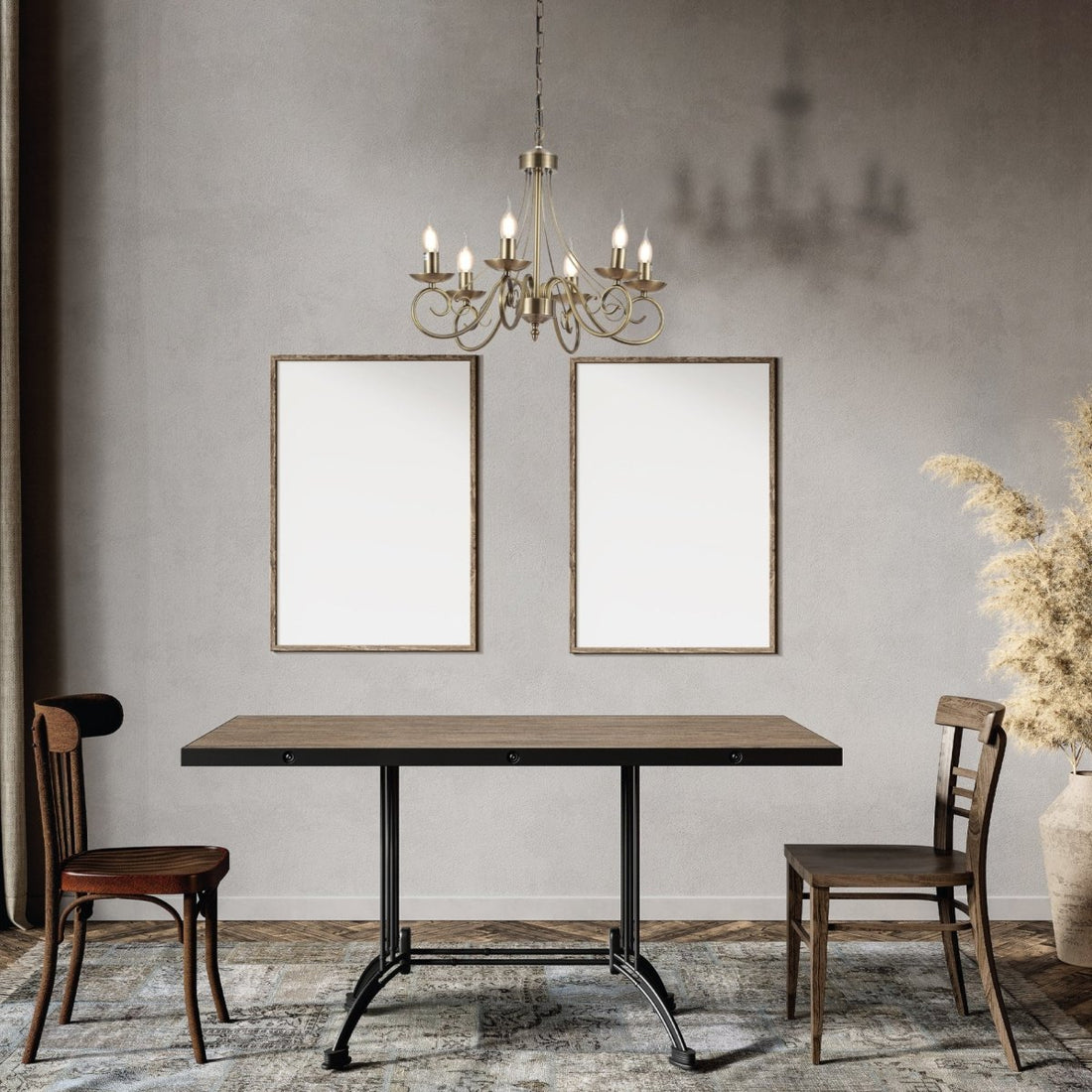 Waiting room dining room living room Interior application of Candle Vintage Antique Brass French Chandelier Ceiling Light