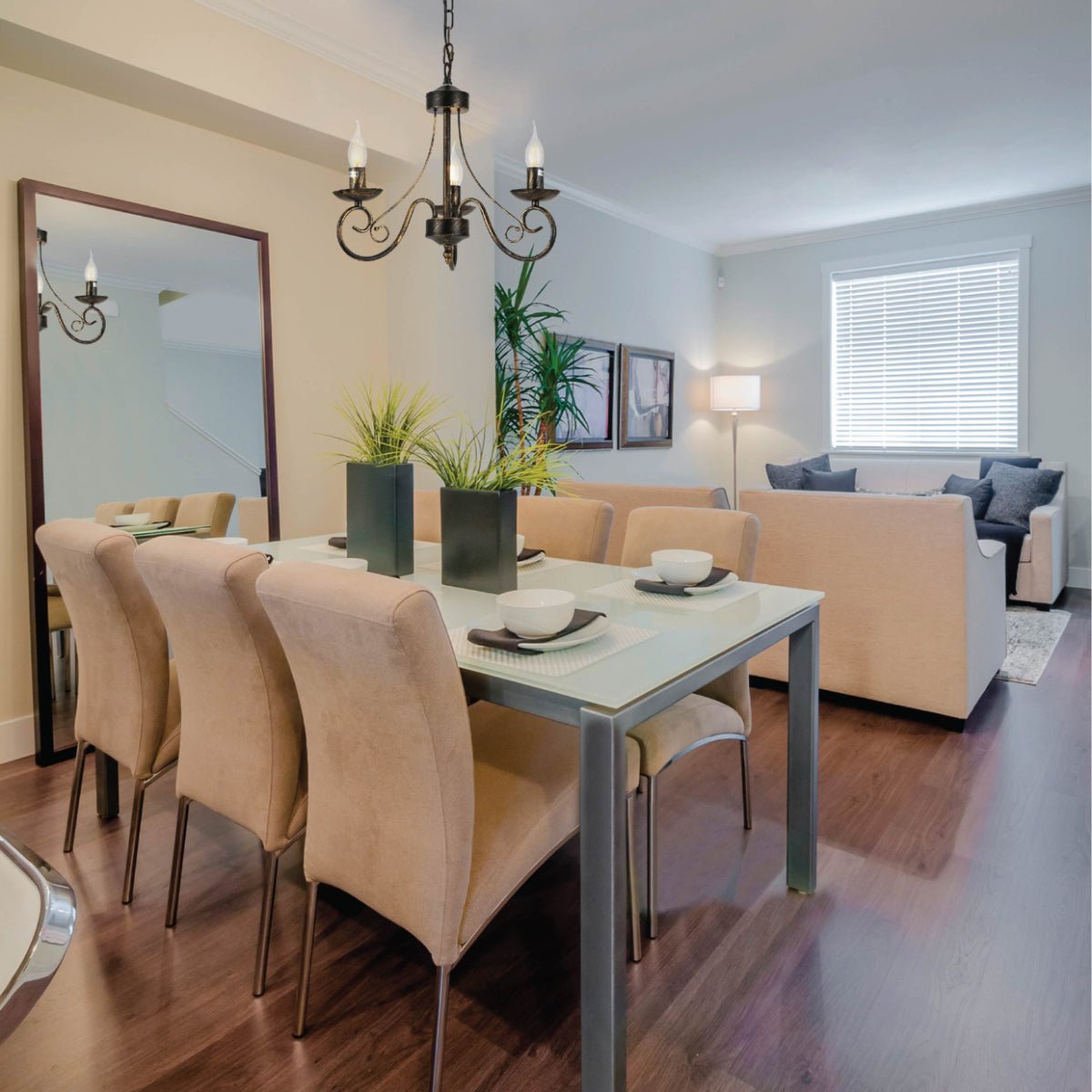 Interior application of Candle Vintage Gold Patinated Black French Chandelier Ceiling Light 3xE14 | TEKLED 152-17614