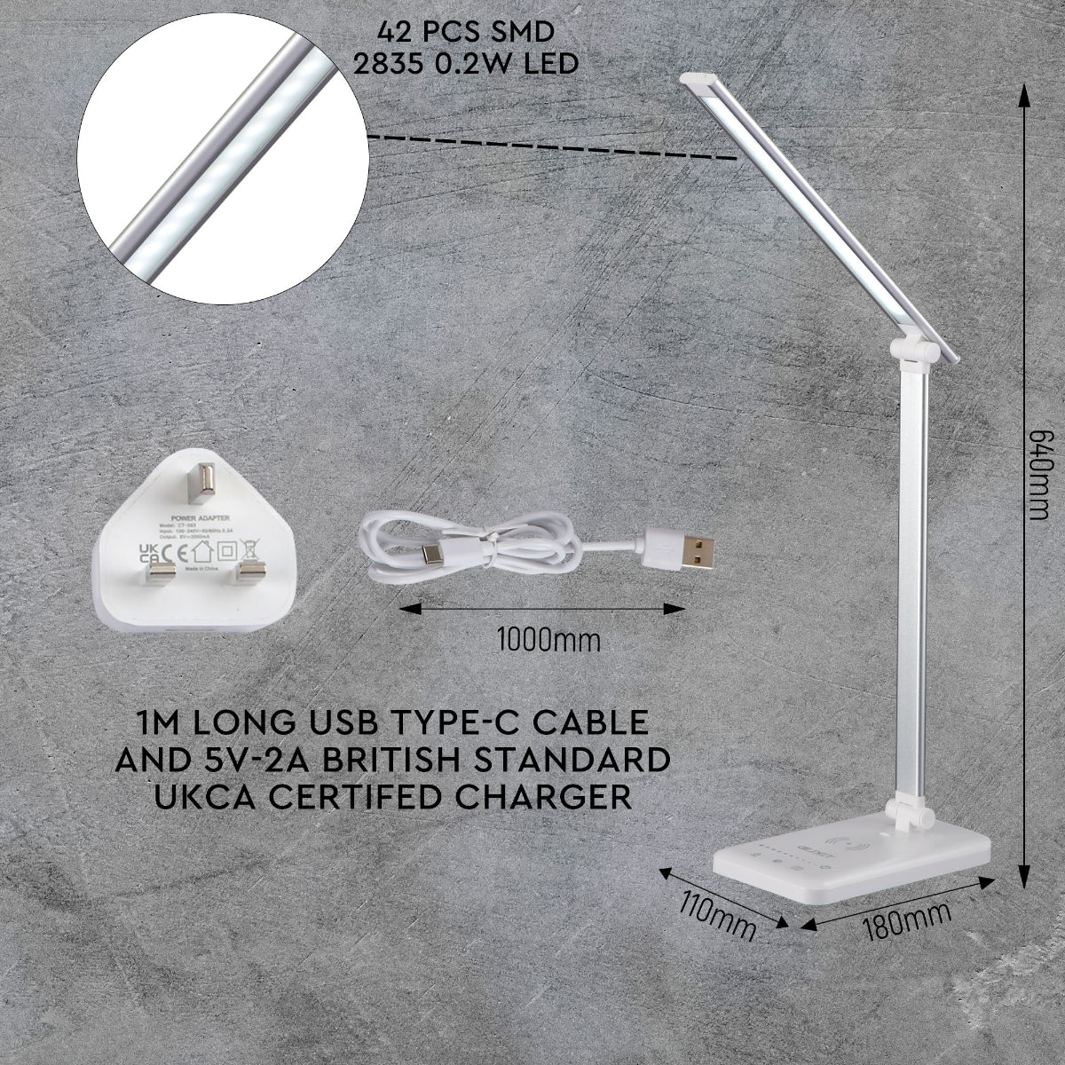 Interior application of Dingo Silver Desk Light Dimmable and Colour Modes with Wireless Phone Charger | TEKLED 130-03612