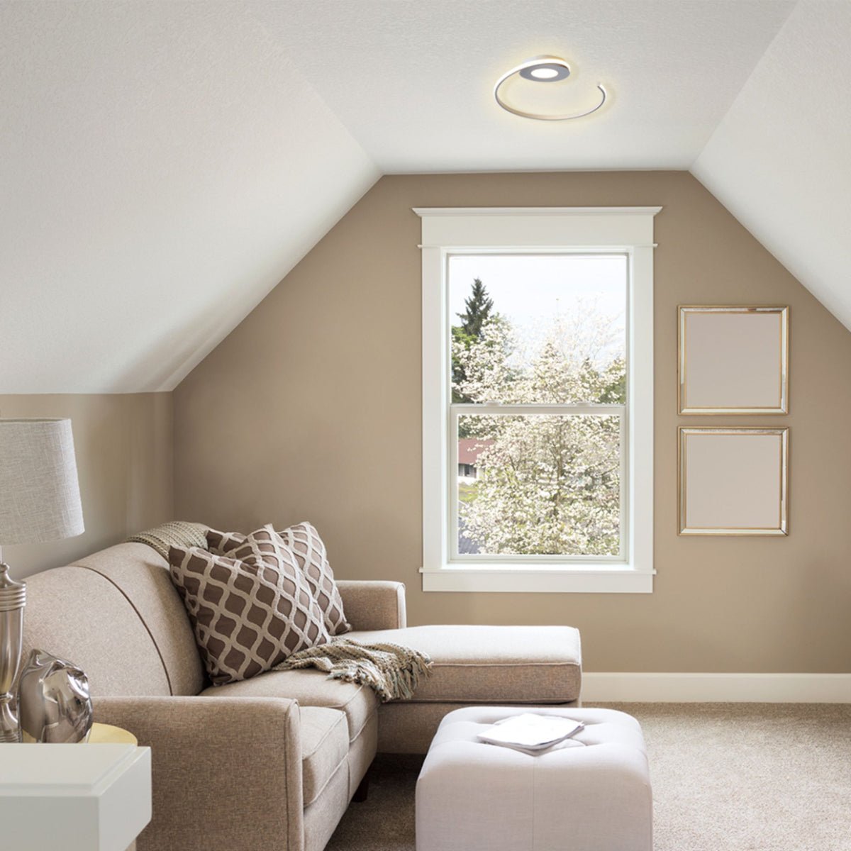 Interior application of LED Spiral White Finishing 30W CCT Change Dimmable Contemporary Nordic Scandinavian Flush Ceiling Light with Remote Control | TEKLED 154-17266