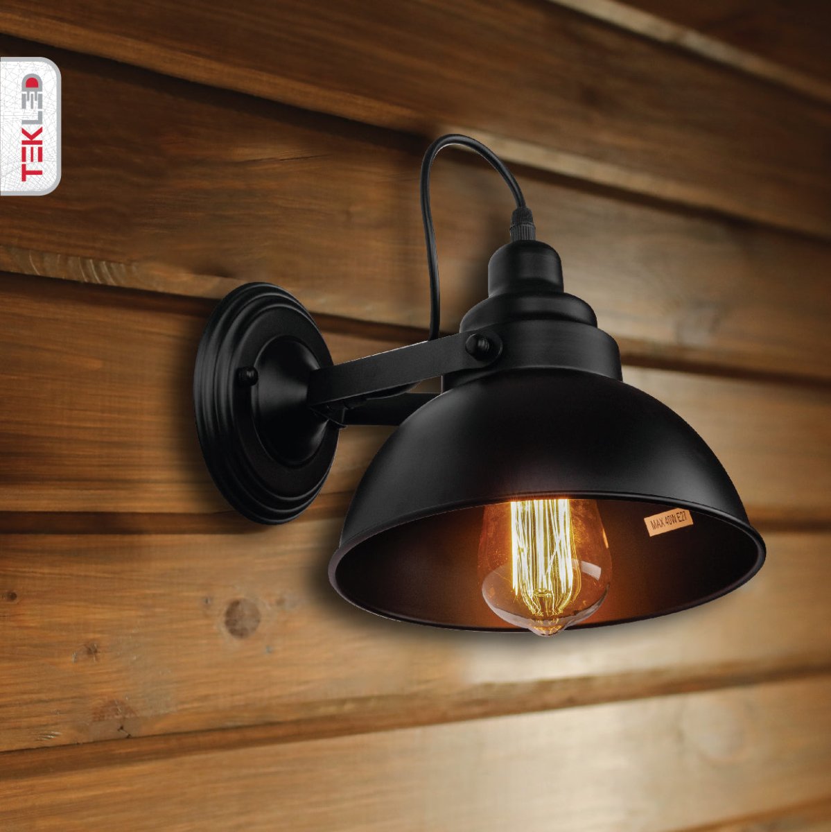 More interior usage of Black Metal Hinged Dome Wall Light with E27 Fitting