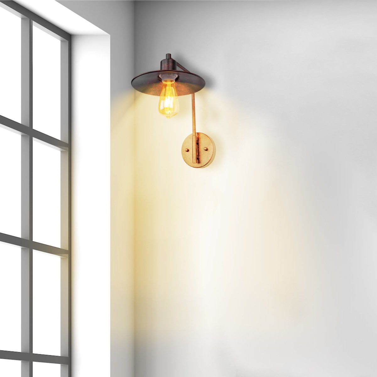 Interior application of Red Bronze Metal Flat Wall Light with E27 Fitting | TEKLED 151-19640