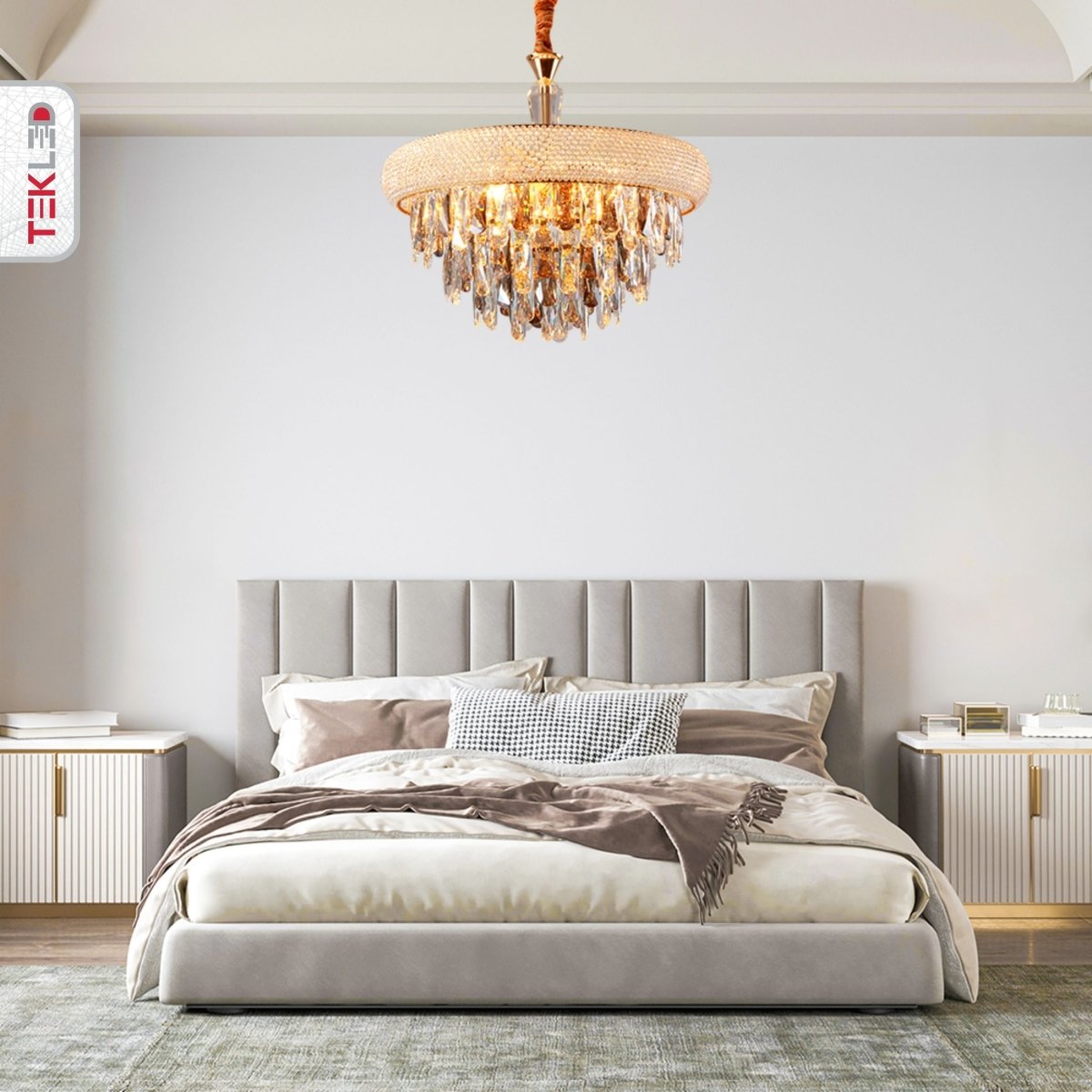 Interior application of S-Gold Metal Crystal Chandelier D600 with 11xE14 Fitting | TEKLED 158-19862