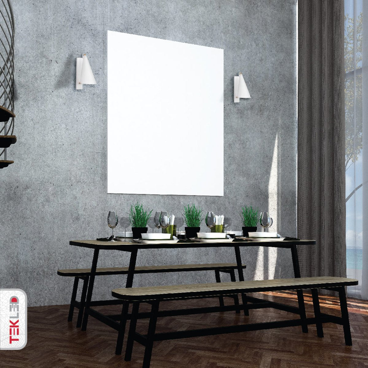 Interior application of White Metal Cone Wall Light with E27 Fitting | TEKLED 151-19650