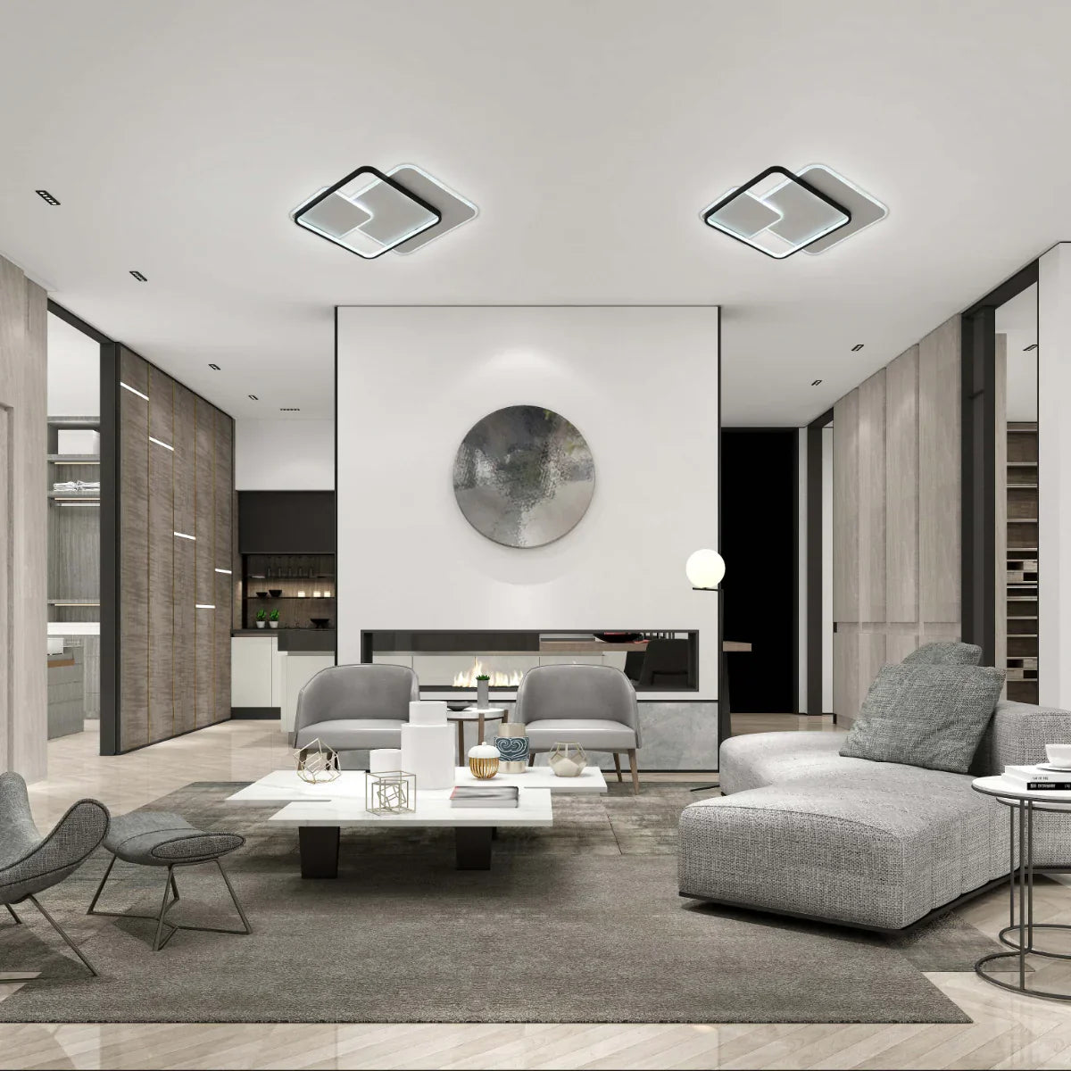 Usage of Intersecting Squares LED Flush Ceiling Light 159-18105