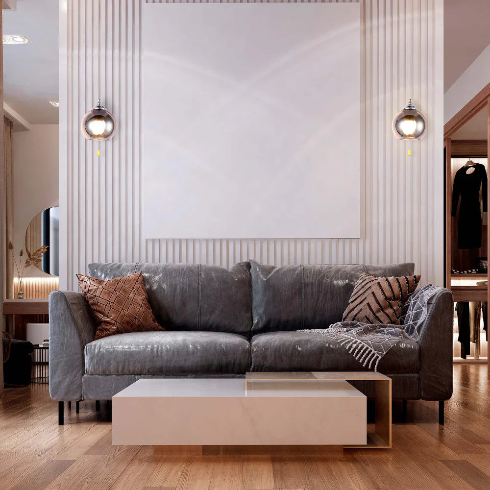 L-Shape Dome Glass Wall Light E27 with Pull Down Switch 17