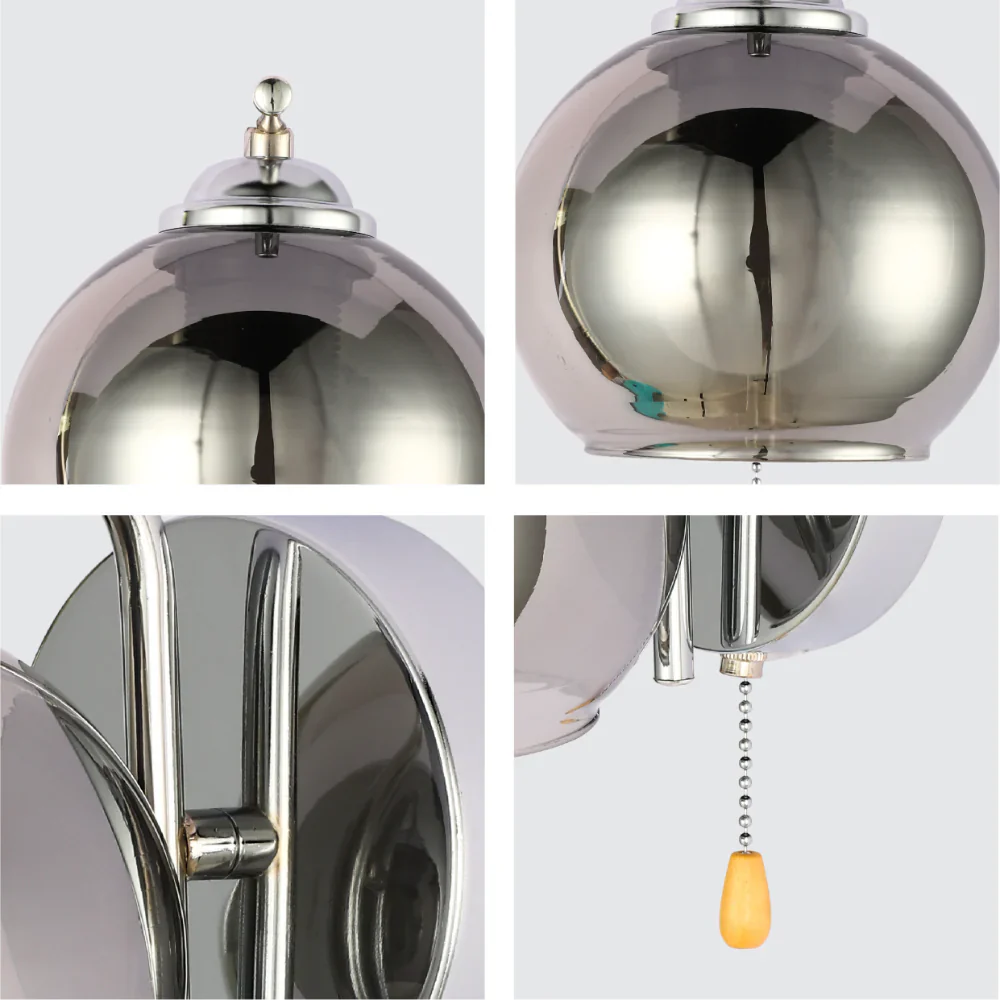 L-Shape Dome Glass Wall Light E27 with Pull Down Switch 10