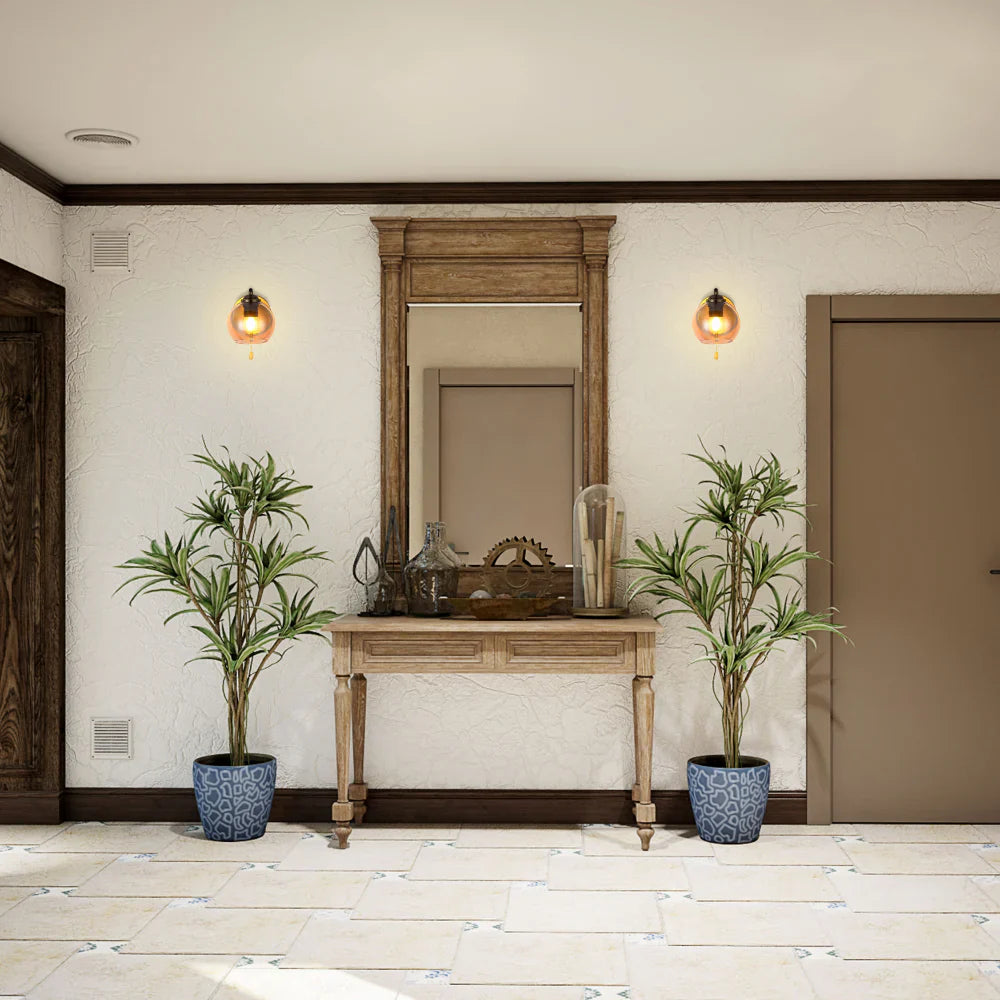 L-Shape Dome Glass Wall Light E27 with Pull Down Switch 19