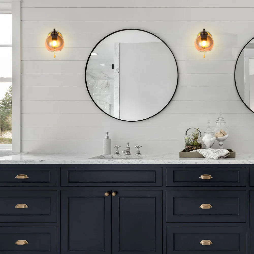 L-Shape Dome Glass Wall Light E27 with Pull Down Switch 20