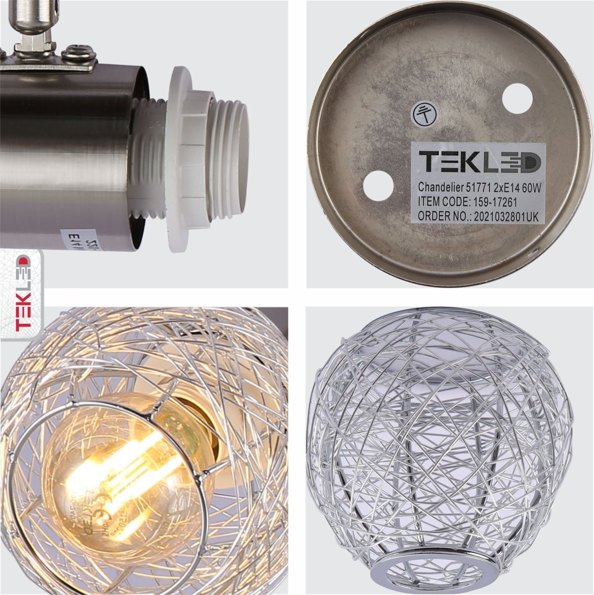 Detailed photo of silver nest matte nickel body semi flush ceiling light s shape 2xe14