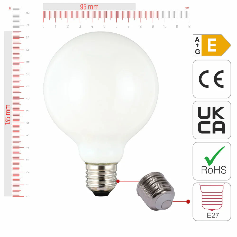 LED Bulb Dimmable Globe E27 6.5W 2700K Milky Glass Pack of 2 5