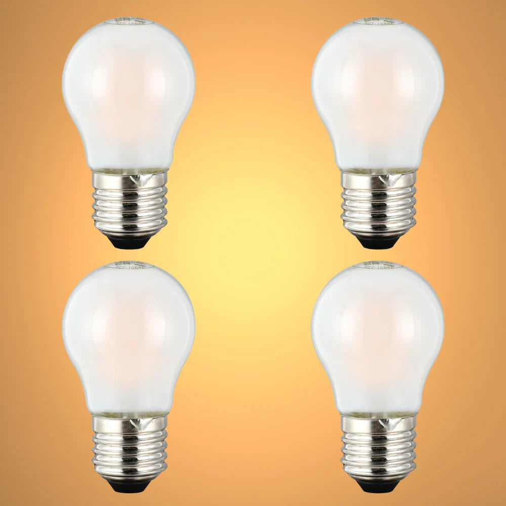 Pack of 4 Dimmable Golf Ball E27 4W 2700K Frosted Glass LED Bulbs