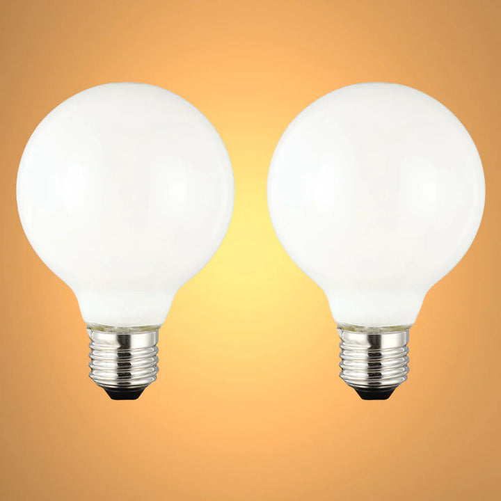 LED Bulb Globe G80 E27 6.5W 2700K Milky Glass Pack of 2 1