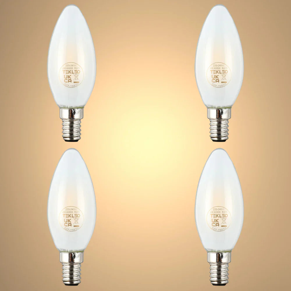 LED Candle Bulb Dimmable E14 4W Frosted Glass Pack of 4 2
