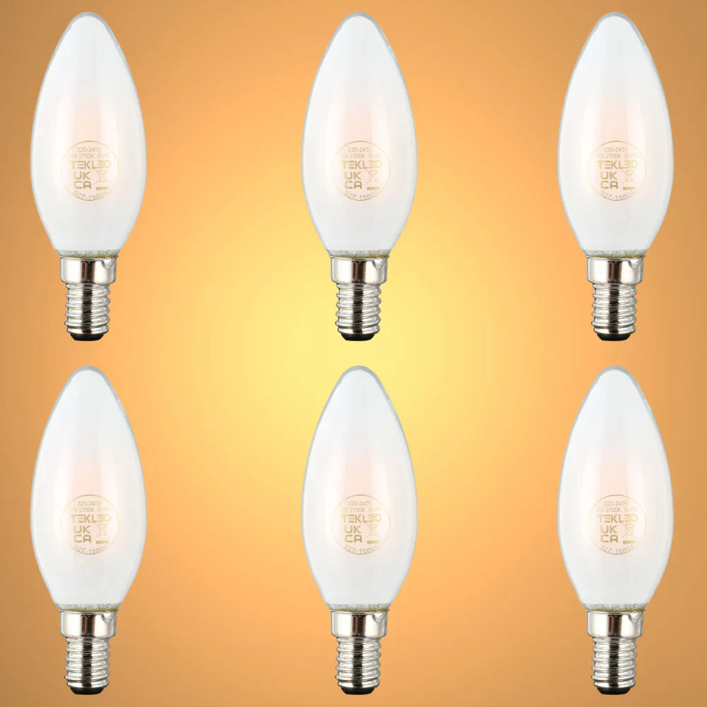 LED Candle Bulb E14 4W Frosted Glass Pack of 6 1