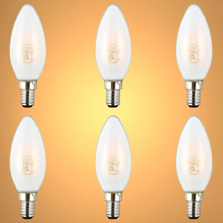 LED Candle Bulb E14 4W Frosted Glass Pack of 6 1