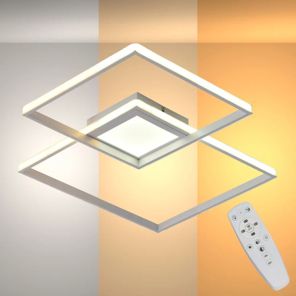 LED Crossing Squares White Finishing 34W CCT Change Contemporary Nordic Scandinavian Flush Ceiling Light with Remote Control 1