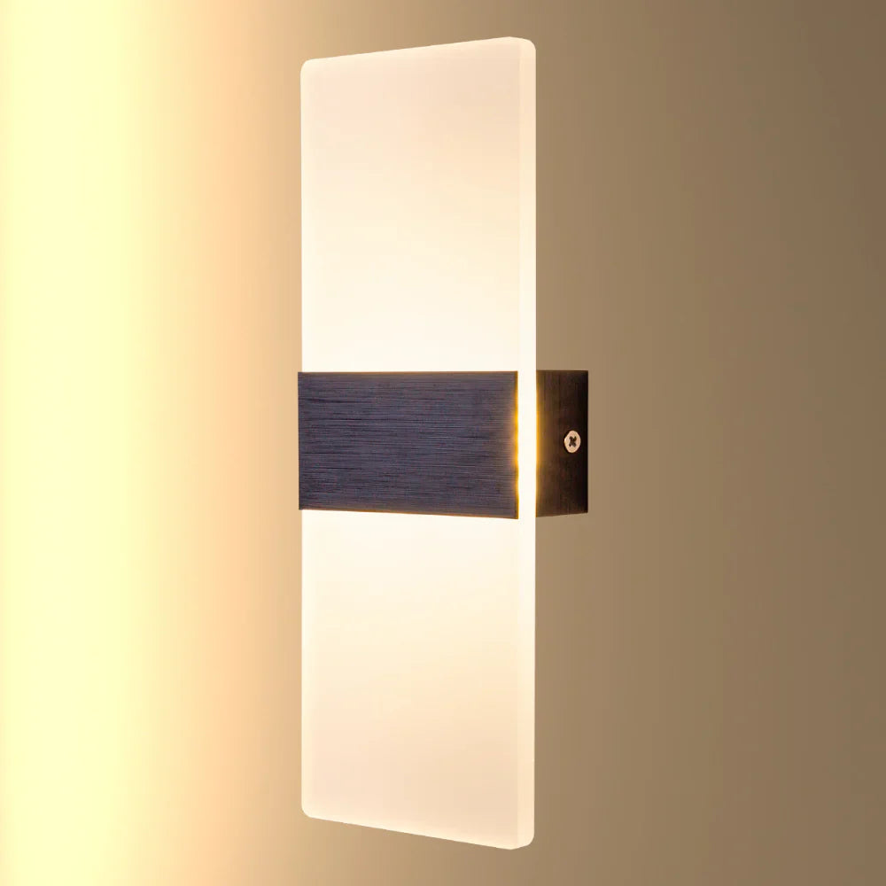 LED Dark Wood Metal Acrylic Wall Light 4W Cool White 4000K 1