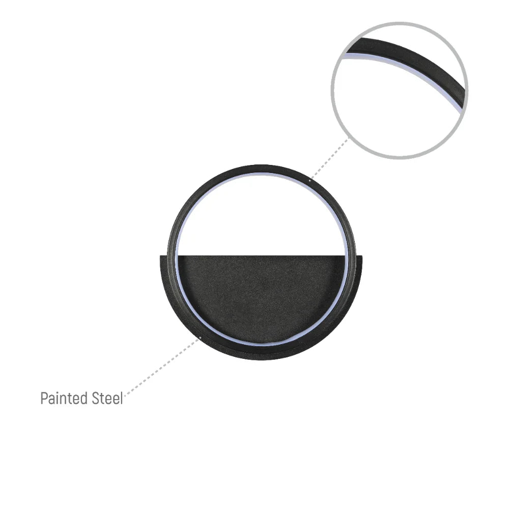 LED Flush Wall Light Round Black 3000K 5