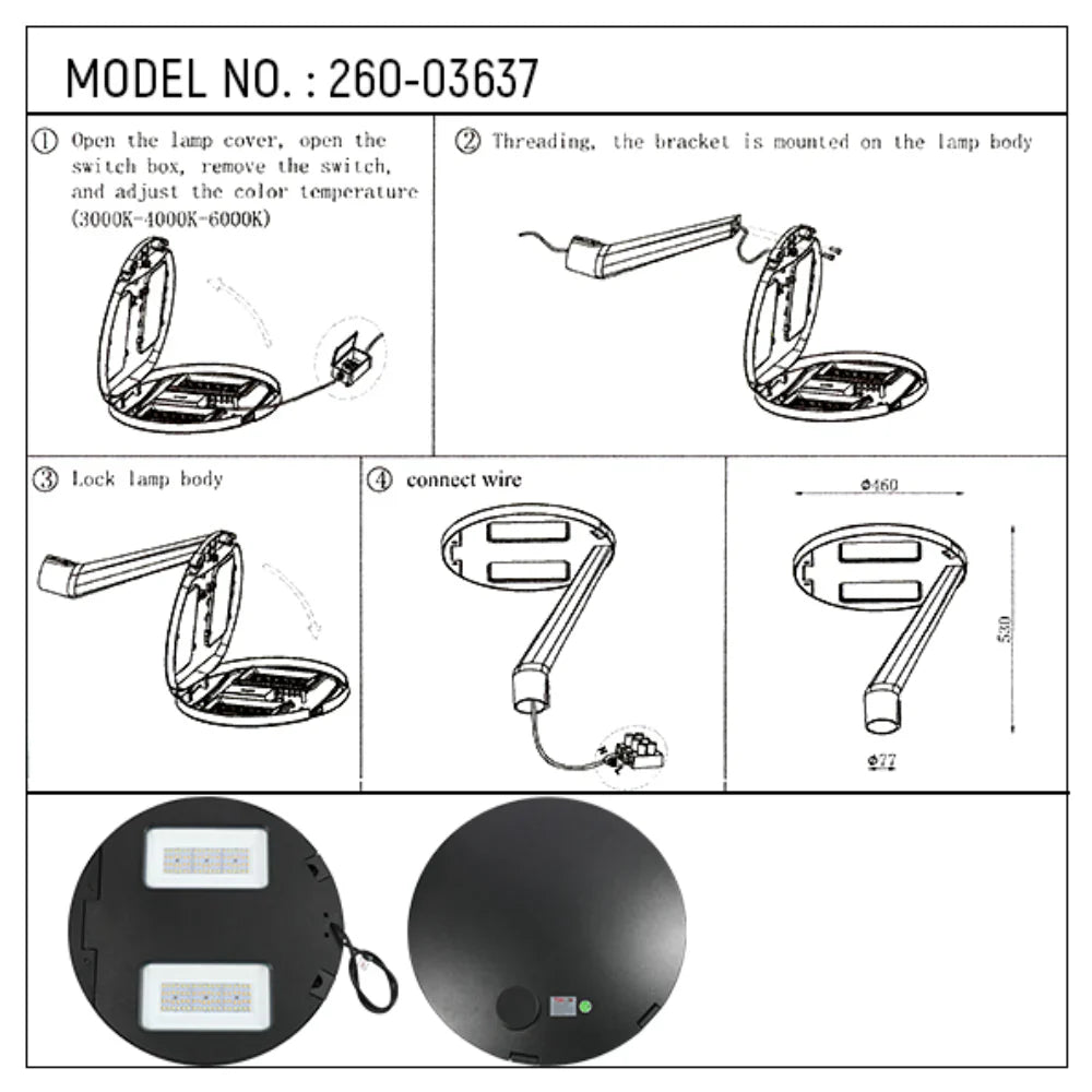 LED Pathway Garden Lamp Post Top Light 60W 3CCT 22