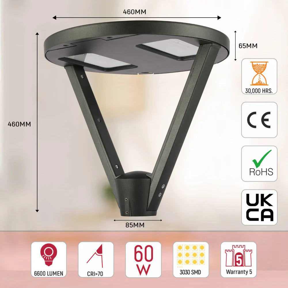 LED Pathway Garden Lamp Post Top Light 60W 3CCT 17