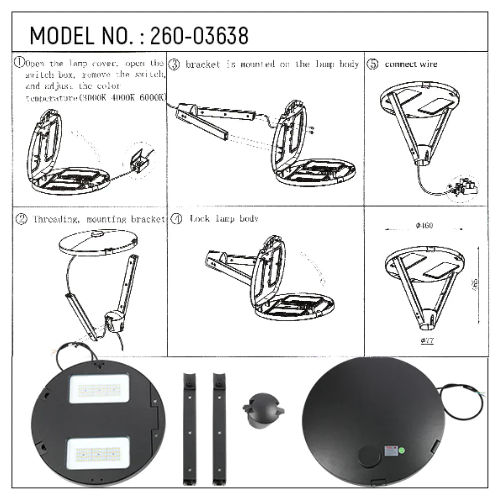 LED Pathway Garden Lamp Post Top Light 60W 3CCT 23