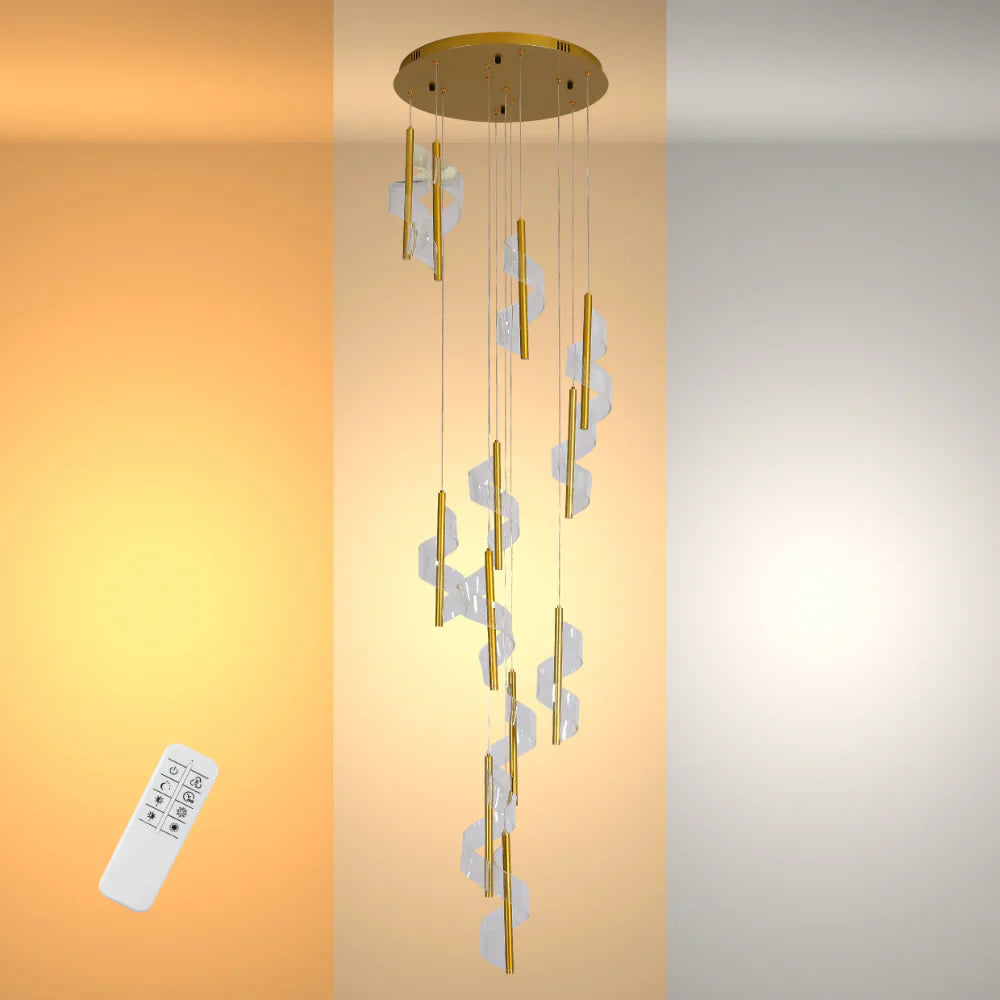LED Spiral Modern Staircase Chandelier CCT Changeable 1