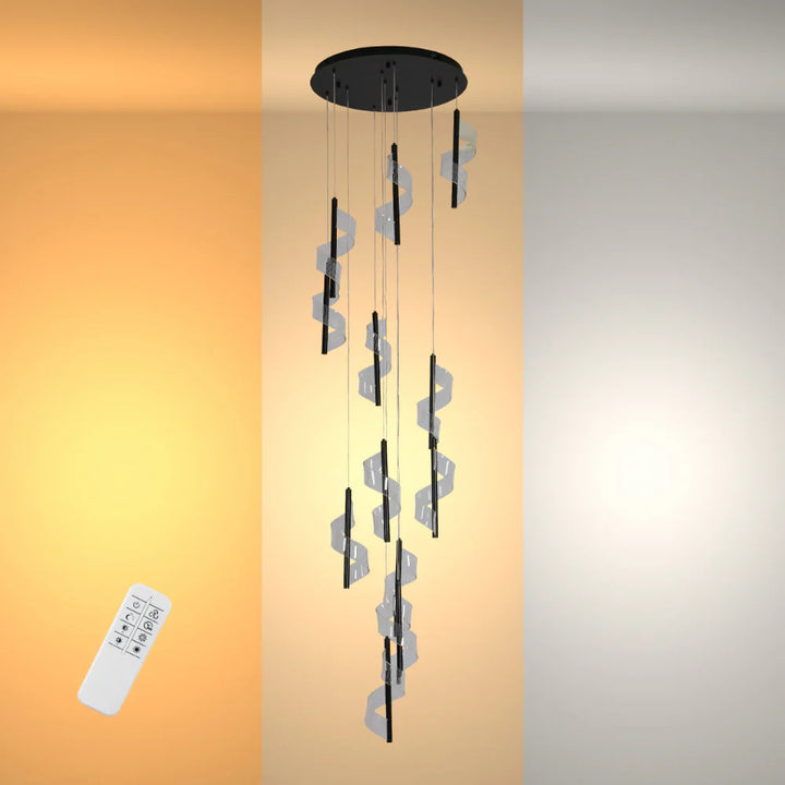 LED Spiral Modern Staircase Chandelier CCT Changeable 2
