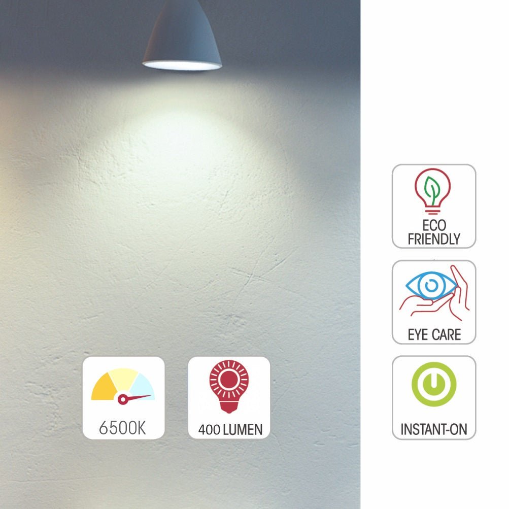 Shows light specs of Vela LED Candle Bulb C37 Dimmable E14 Small Edison Screw 5W Cool Daylight 6500K Pack of 6