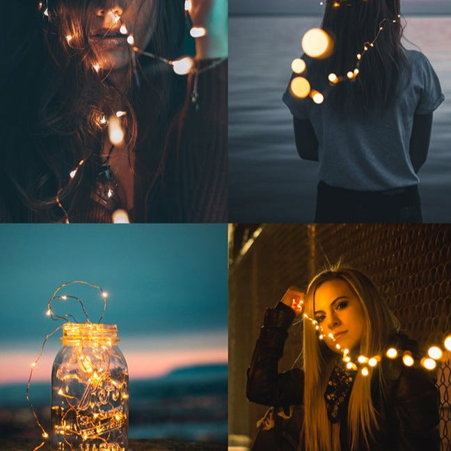 Mensa 2 Sets of Micro-LED 100 LEDs 10m with Battery Pack & USB Cable Warm WhiteÂ¬â€ LED String Fairy Light in use