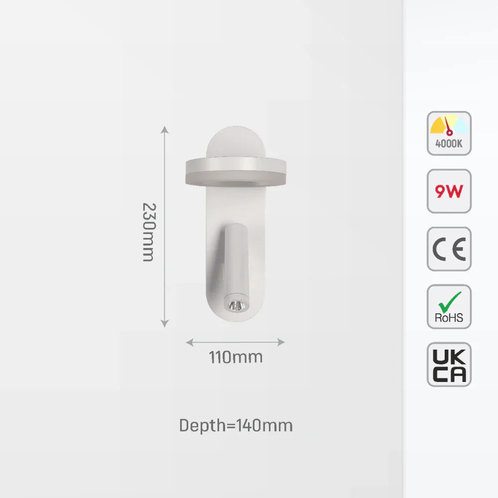 Lunar Halo Bedside Reading LED Wall Light 9