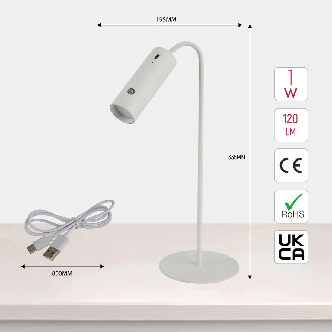 Size and certifications of Magna Lume Clip & Mount LED Lamp 130-03708