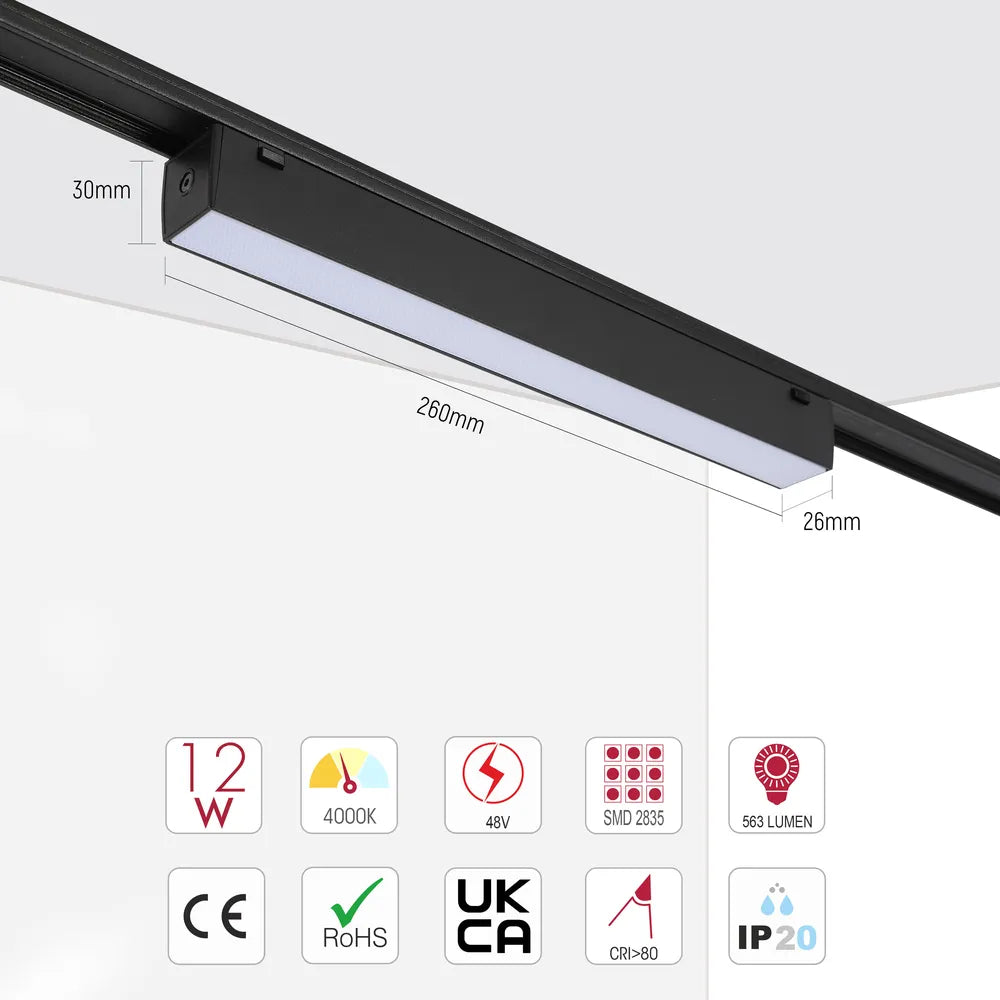 Size and technical specs of the Magnetic Linear LED Track Light with Opal Diffuser-169-03111
