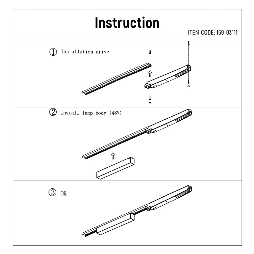 User manual for Magnetic Linear LED Track Light with Opal Diffuser-169-03111