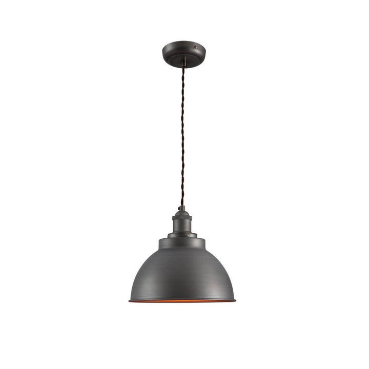 Main image of Brooklyn Vintage Metal Dome Pendant Light Pewter Copper  Bronze E27  | TEKLED 150-18203