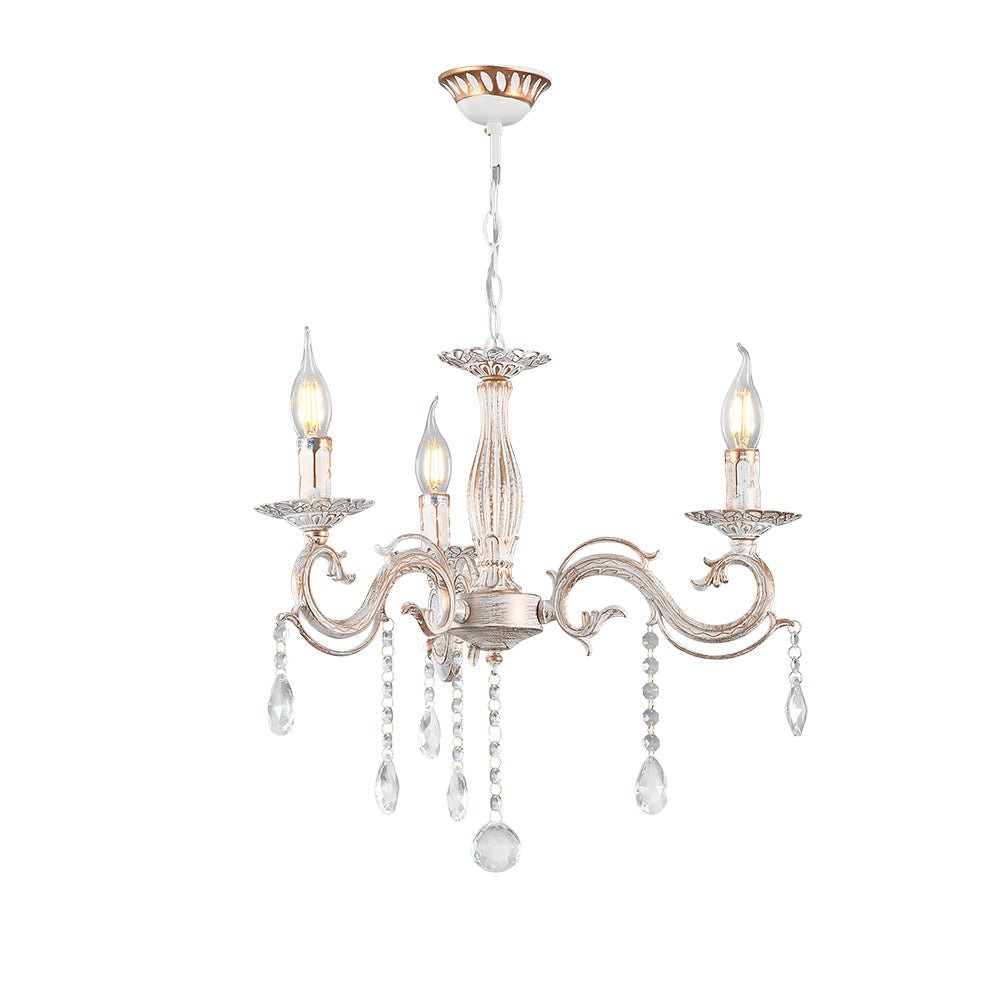 Main image of Candle Waterfall Traditional Retro Vintage 3 Arm Chandelier Ceiling Light Crystal Gold Aged Cream 3xE14 | TEKLED 159-17822