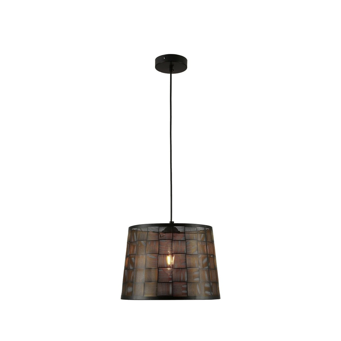 Black-golden metal frustum pendant light square pattern with e27 mian
