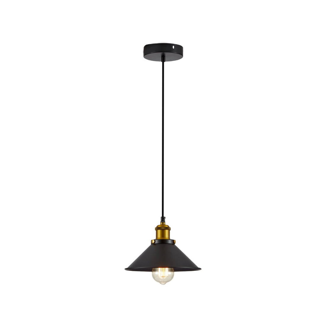 Main image of Black Metal Small Funnel Pendant Ceiling Light with E27 | TEKLED 150-17862