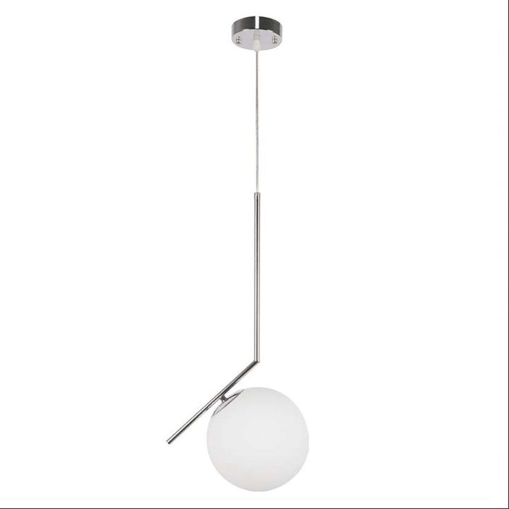 Chrome metal opal white glass globe pendant light s with e27 main image