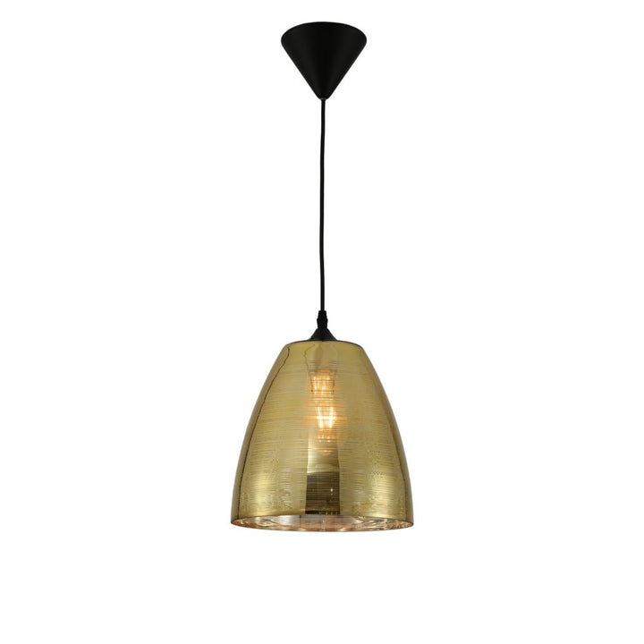 Main image of Jupiter Gold Cone Glass Pendant Ceiling Light with E27 Fitting | TEKLED 158-19774
