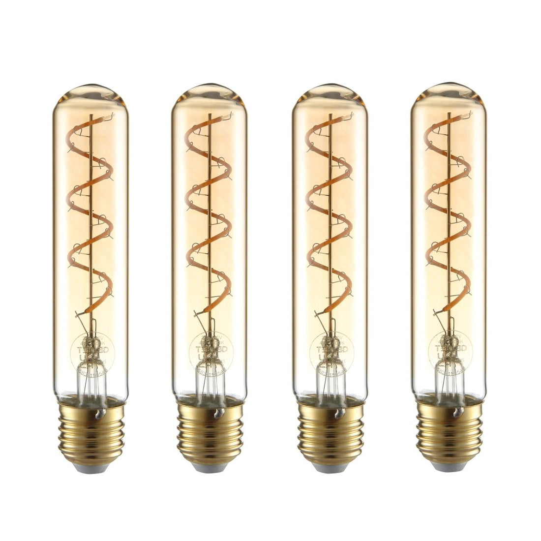Main image of LED Dimmable Filament Bulb T30 Tubular E27 Edison Screw 4W 240lm 150mm Warm White 2400K Amber Pack of 4 | TEKLED 583-150545