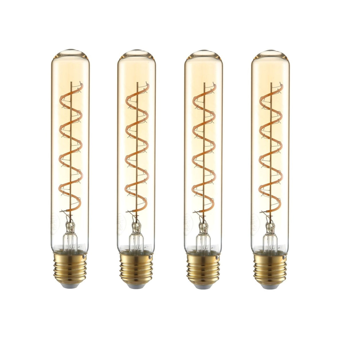 Main image of LED Dimmable Filament Bulb T30 Tubular E27 Edison Screw 4W 240lm 185mm Warm White 2400K Amber Pack of 4 | TEKLED 583-150565