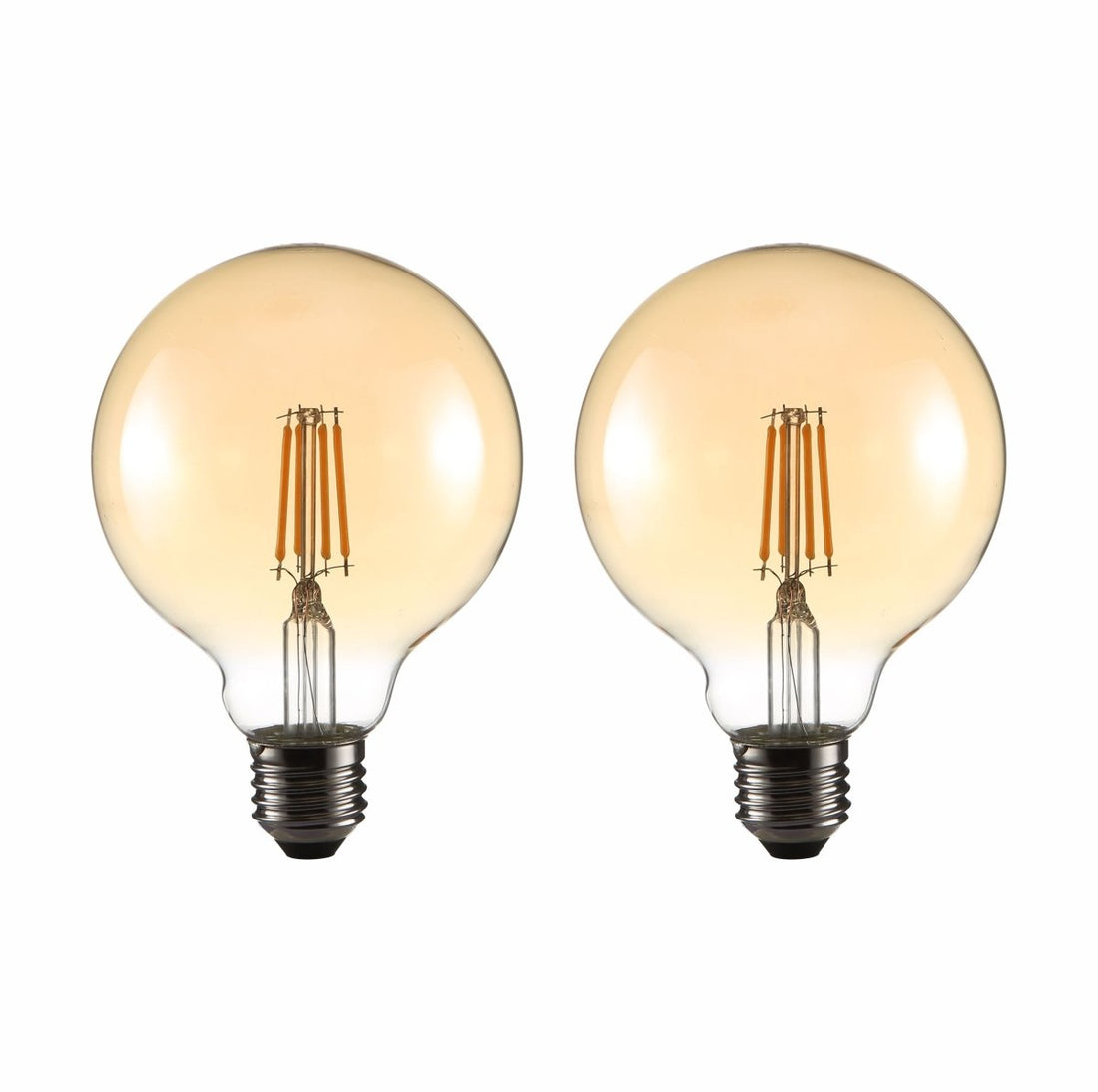 LED Filament Globe Bulb E27 Edison Screw Warm White 2400K G95 4w pack of 2