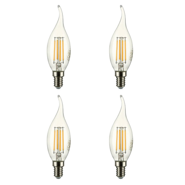 LED Dimmable Filament C35 Candle Bulb E14 Small Edison Screw 4W Pack of 4 Warm White